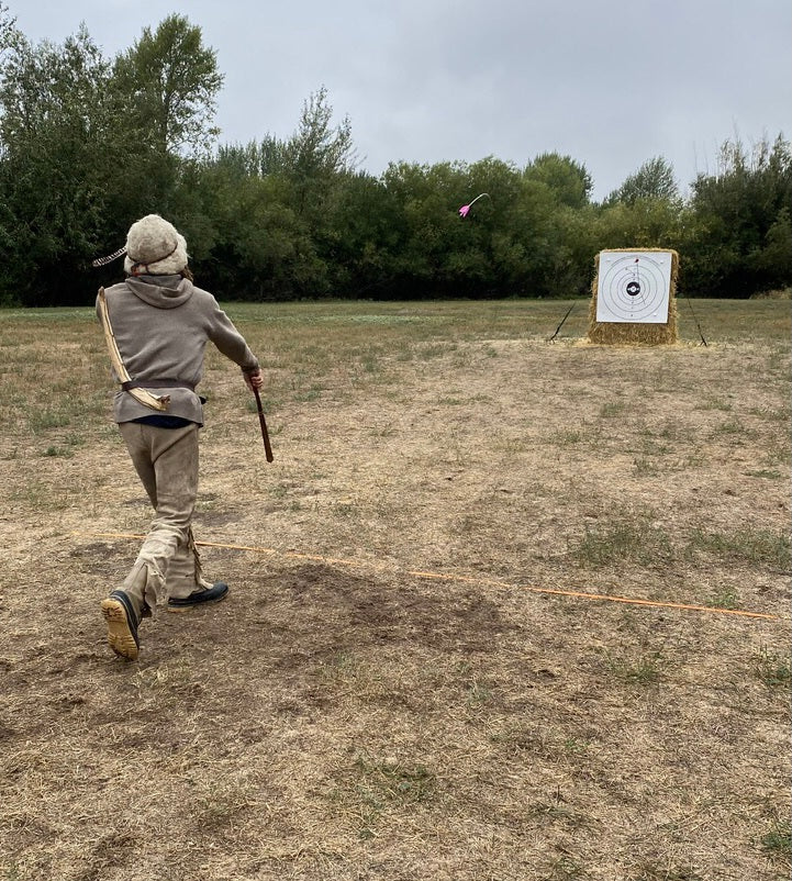 Atlatl throwing at rabbitstick