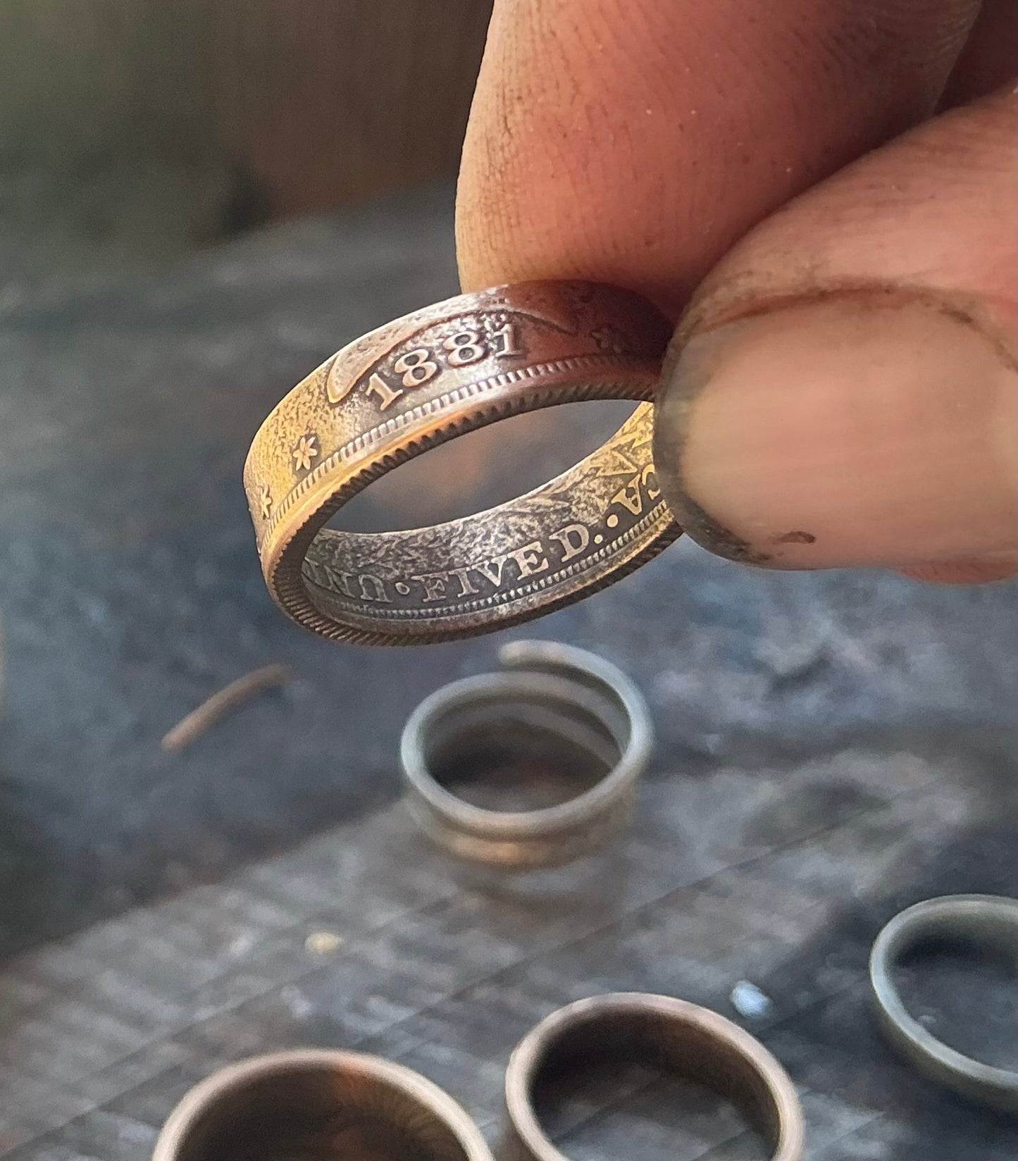 1881 Gold $5 half eagle coin ring…size 6 3/4