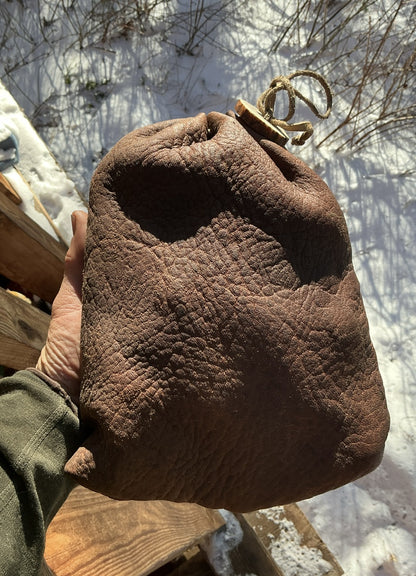 Montana Elk Natural Bark Tan Bag…Elk Antler Button