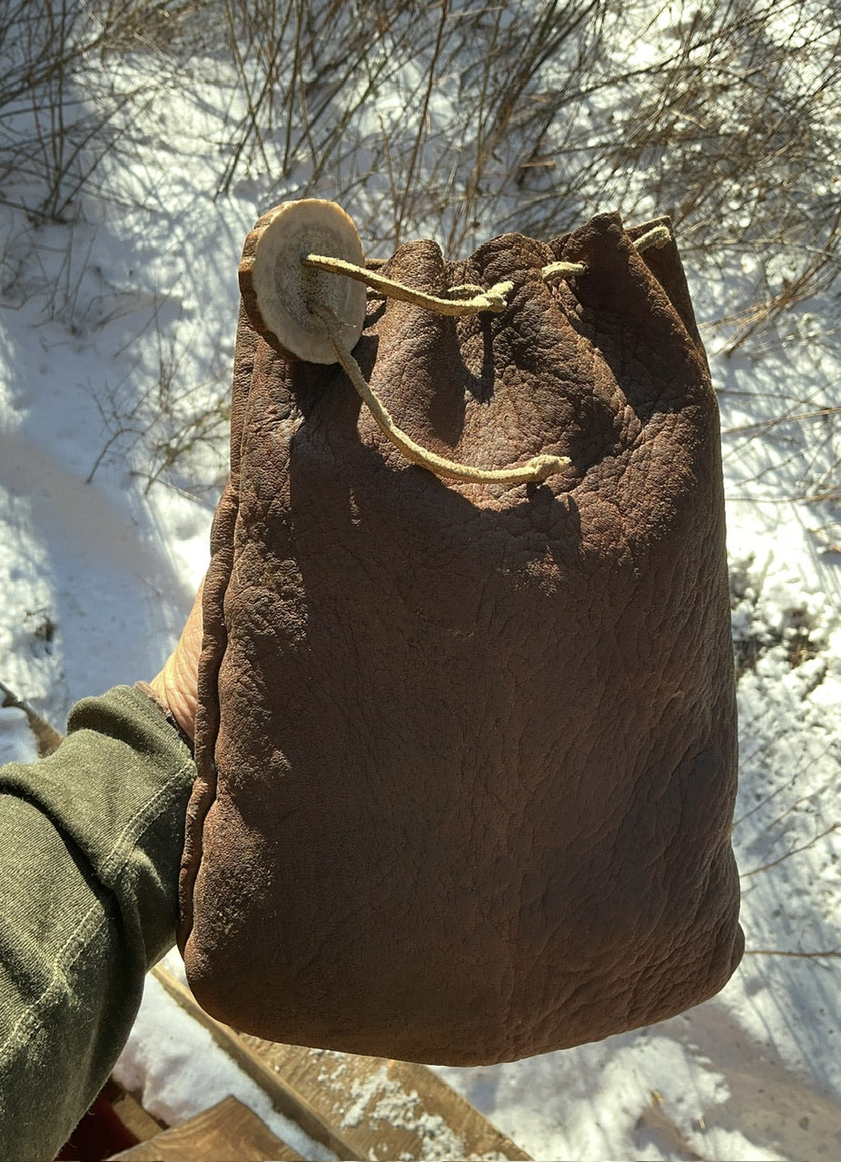 Montana Elk Natural Bark Tan Bag…Elk Antler Button