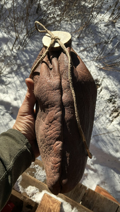 Montana Elk Natural Bark Tan Bag…Elk Antler Button