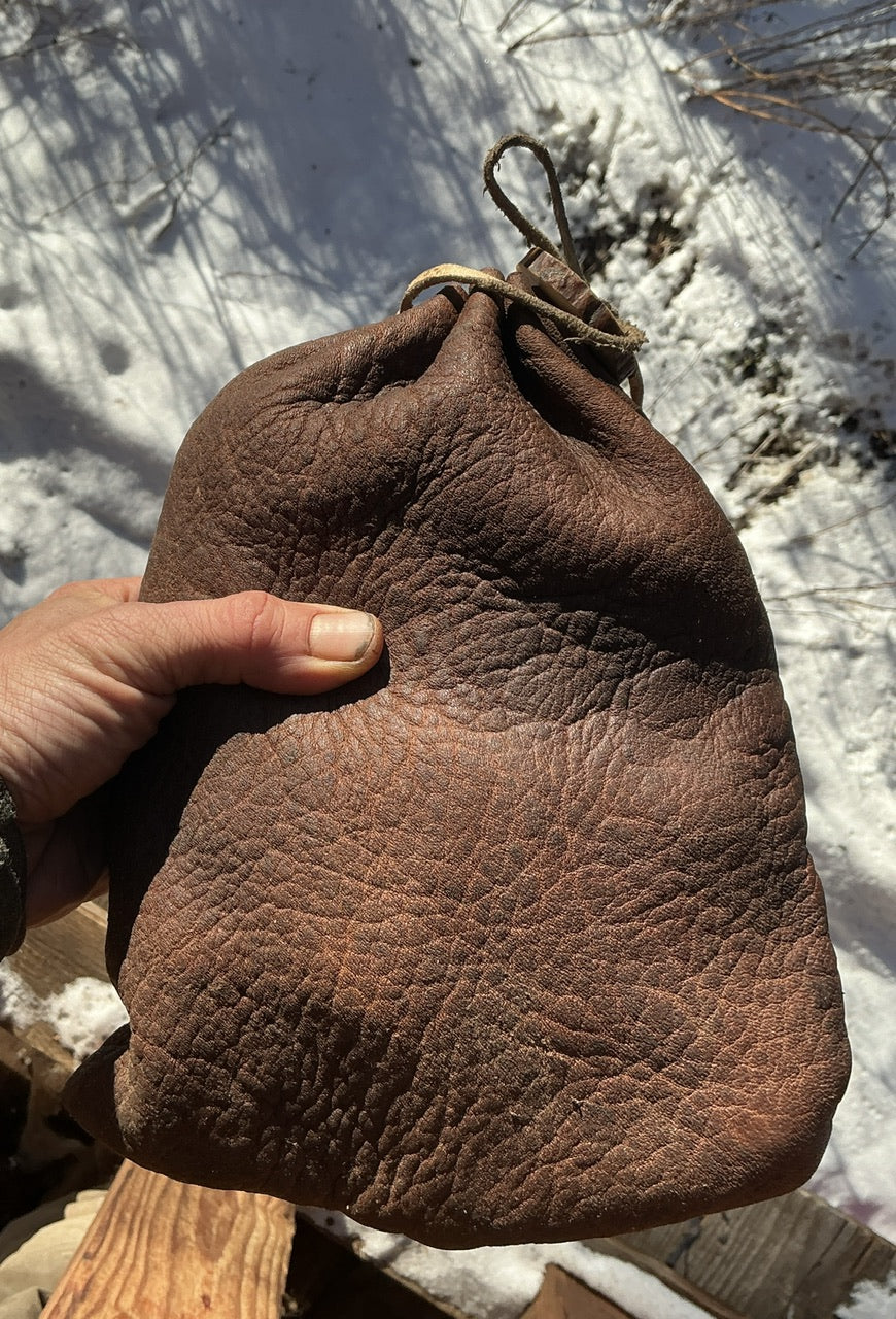 Montana Elk Natural Bark Tan Bag…Elk Antler Button