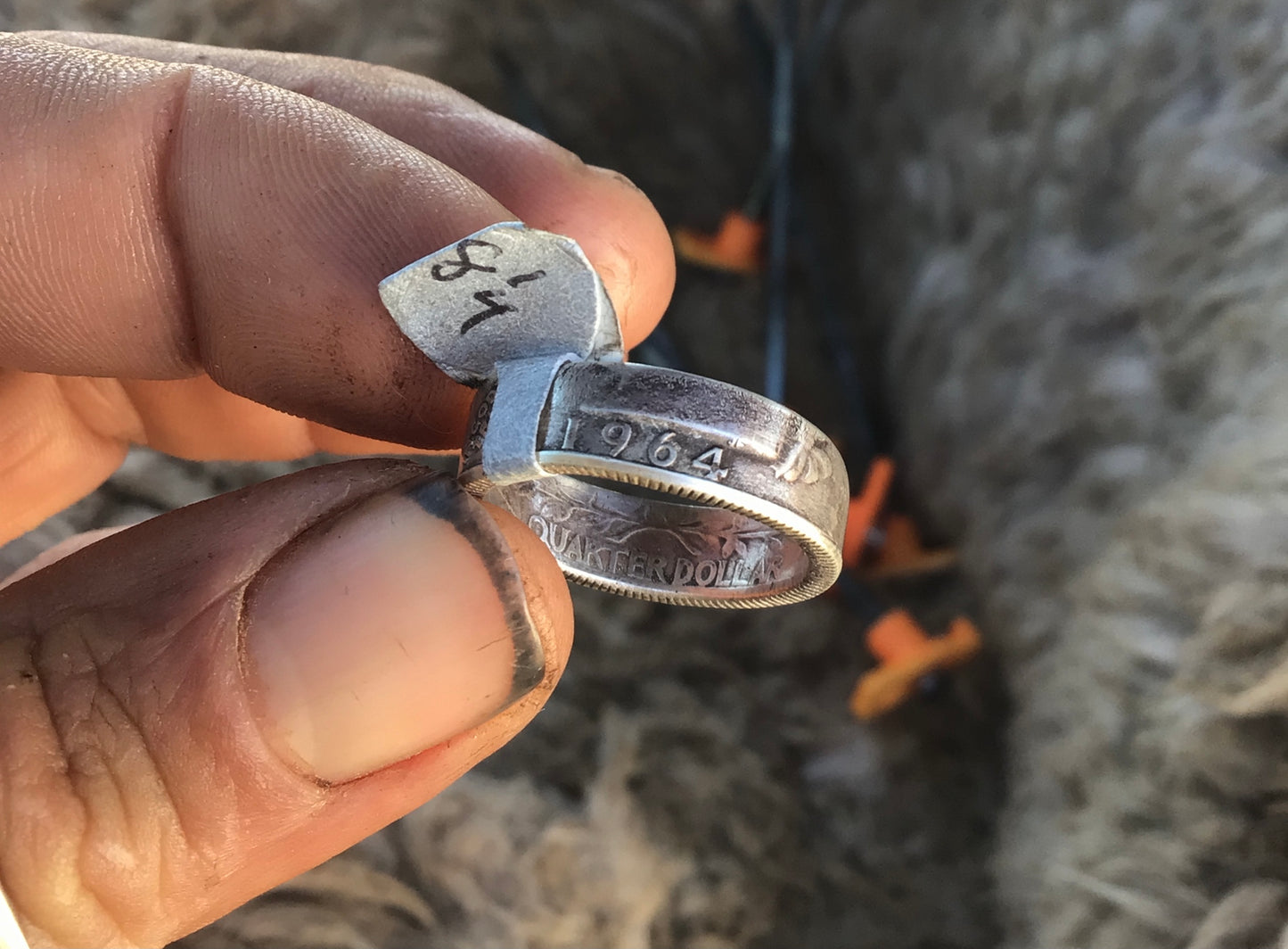 1964 Washington Silver Quarter Dollar Coin Ring….size 8 1/4