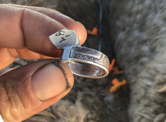 1964 Washington Silver Quarter Dollar Coin Ring….size 8 1/4