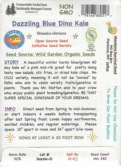 KALE,  DINOSAUR  Dazzling Blue (organic)