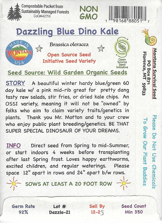 KALE,  DINOSAUR  Dazzling Blue (organic)