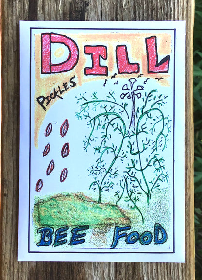 organic dill seeds seed montana hand drawn seed packet art printed with renewable soloar power herb pickles pollinator friendly